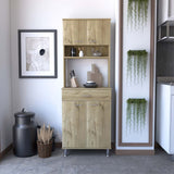 Tuhome Della 60 Pantry Cabinet, Three Shelves, One Drawer, Countertop, Four Legs, Two Double Door Cabinets- Light Oak, For Kitch