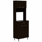 Tuhome Della 60 Pantry, Three Shelves, One Drawer, Countertop, Four Legs, Two Double Door Cabinets -Black, For Kitchen Room