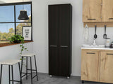 Tuhome Baleare Pantry Cabinet, Five Internal Shelves, Four Legs, Two Handles, Black, For Kitchen Room