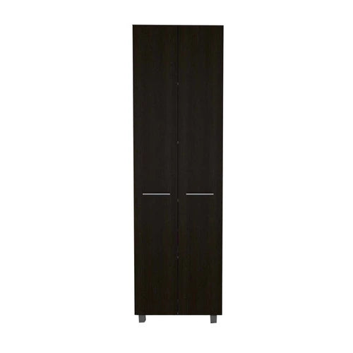 Tuhome Baleare Pantry Cabinet, Five Internal Shelves, Four Legs, Two Handles, Black, For Kitchen Room