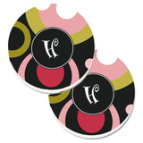 Caroline'S Treasures Letter H Monogram - Retro In Black Set Of 2 Cup Holder Car Coasters Am1001-Hcarc, 2.56, Multicolor
