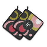 Caroline'S Treasures Letter H Monogram - Retro In Black Pair Of Pot Holders Am1001-Hpthd, 7.5Hx7.5W, Multicolor