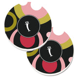 Caroline'S Treasures Letter I Monogram - Retro In Black Set Of 2 Cup Holder Car Coasters Am1001-Icarc, 2.56, Multicolor