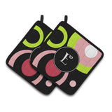Caroline'S Treasures Letter E Monogram - Retro In Black Pair Of Pot Holders Am1002-Epthd, 7.5Hx7.5W, Multicolor