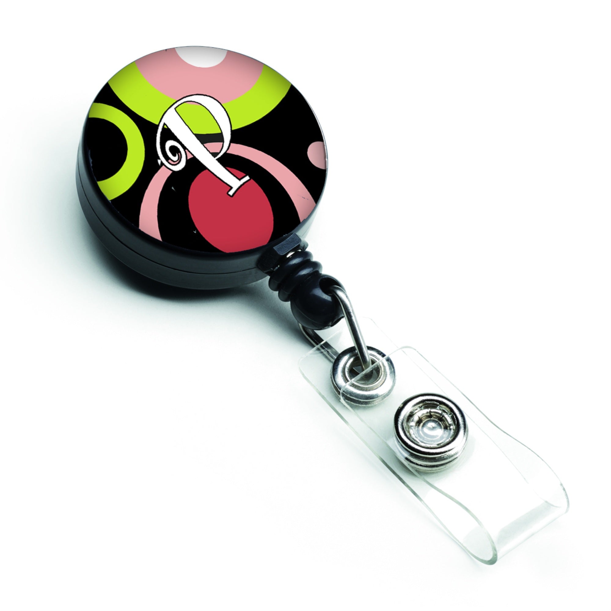 Caroline'S Treasures Letter P Monogram, Retro In Black Retractable Badge Reel, Multicolor (Am1002-Pbr)