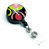 Caroline'S Treasures Letter P Monogram, Retro In Black Retractable Badge Reel, Multicolor (Am1002-Pbr)