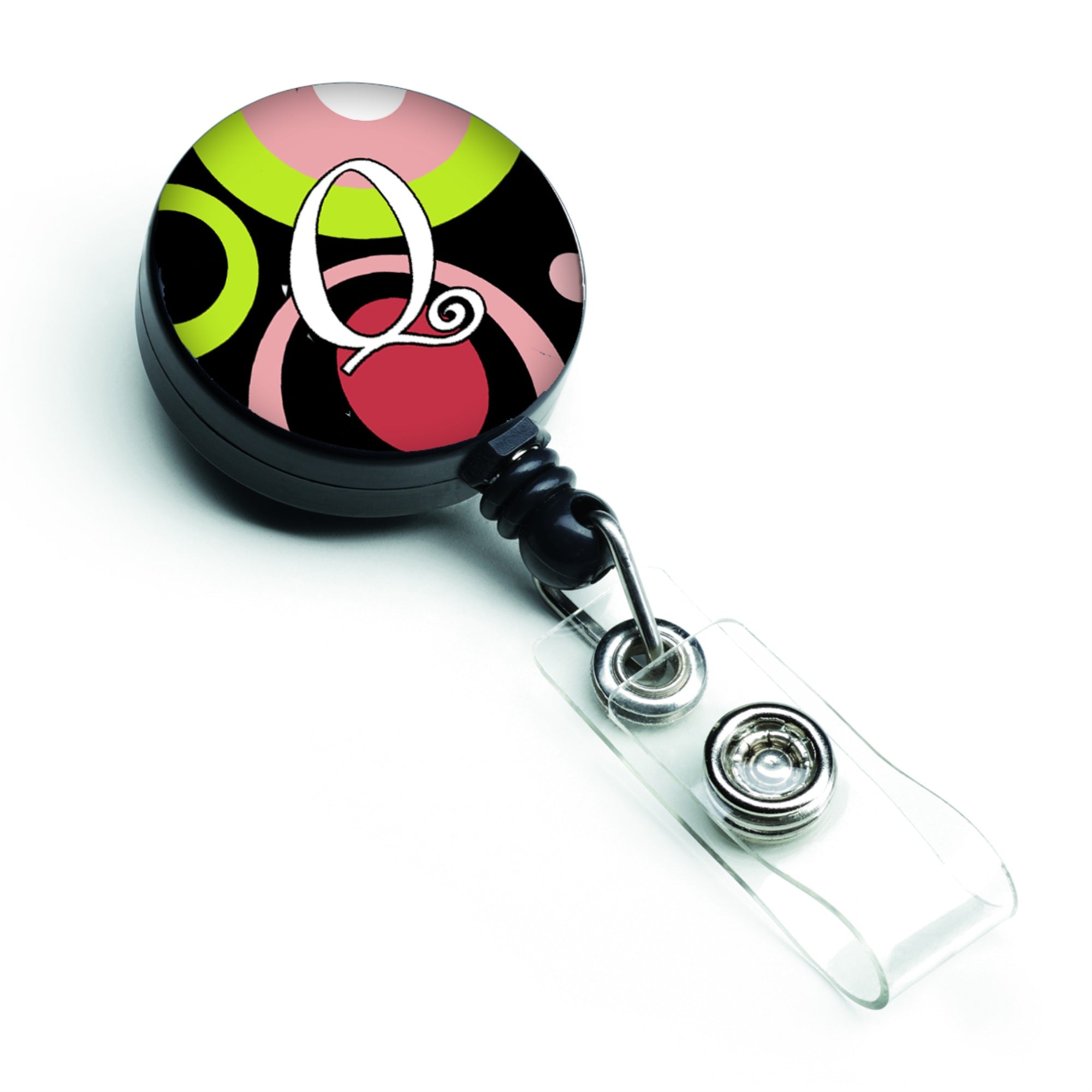 Caroline'S Treasures Letter Q Monogram, Retro In Black Retractable Badge Reel, Multicolor (Am1002-Qbr)