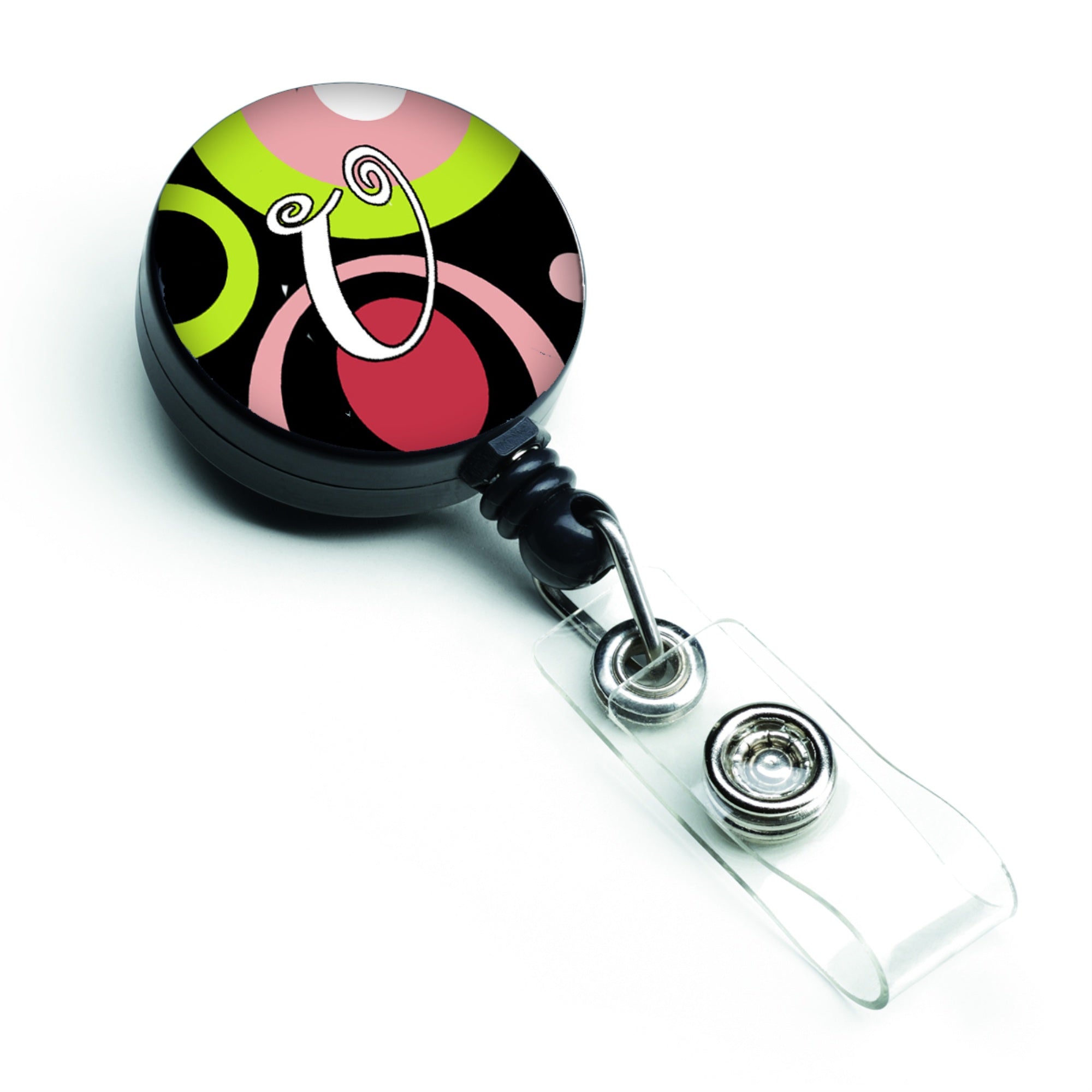 Caroline'S Treasures Letter U Monogram, Retro In Black Retractable Badge Reel, Multicolor (Am1002-Ubr)