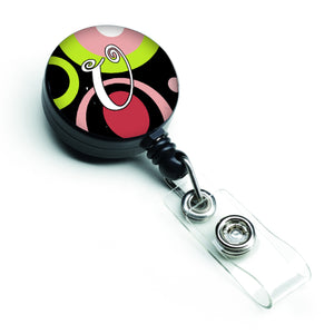 Caroline'S Treasures Letter U Monogram, Retro In Black Retractable Badge Reel, Multicolor (Am1002-Ubr)