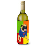 Caroline'S Treasures Go Team Varsity Pug Wine Bottle Koozie Hugger, 750Ml, Multicolor