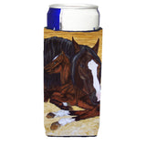 Caroline'S Treasures Bay Mare Foal Horse Michelob Ultra Koozies For Slim Cans, Multicolor
