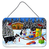 Caroline'S Treasures Christmas Mush Siberian Husky Wall Or Door Hanging Prints Amb1318Ds812, 8H X 12W, Multicolor