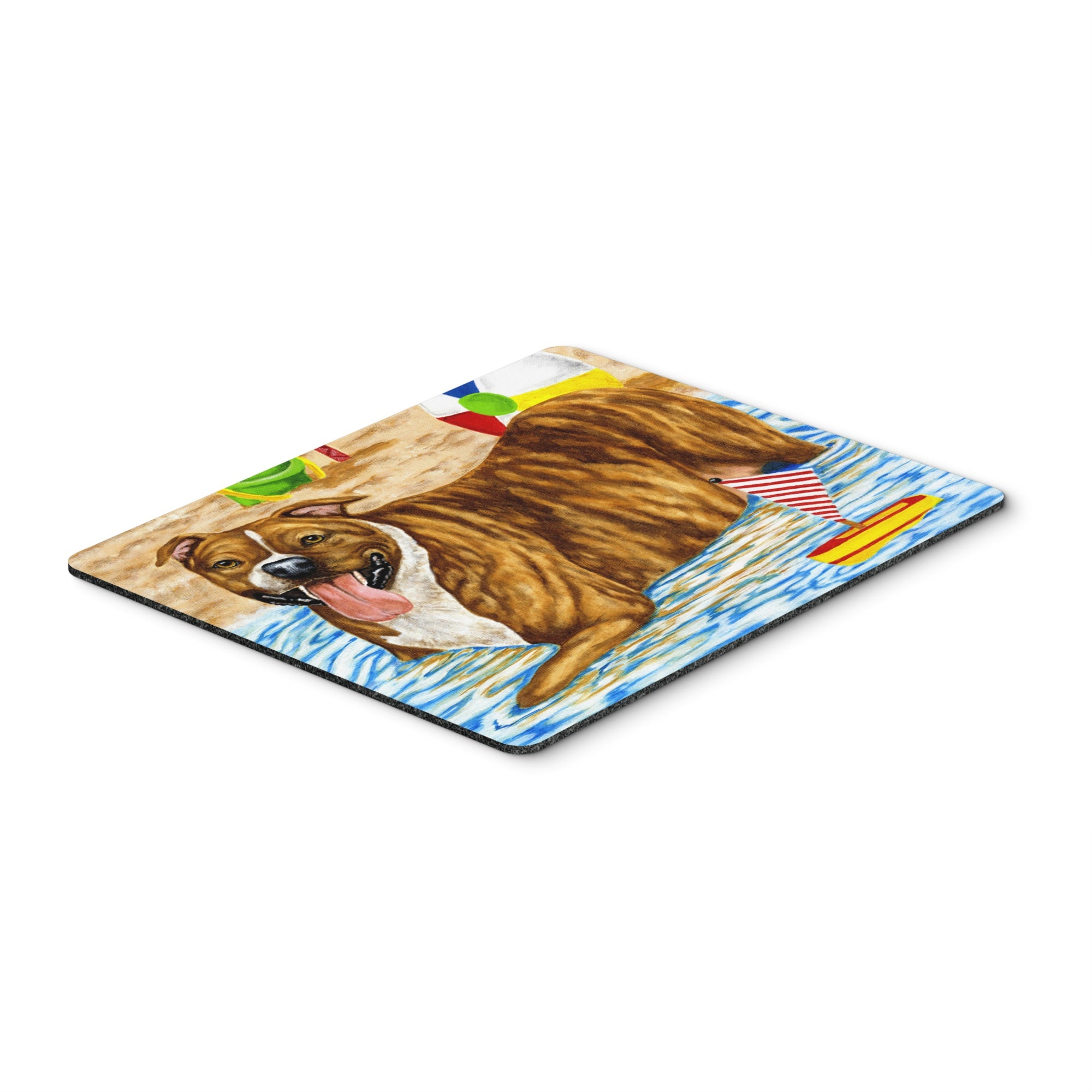 Caroline'S Treasures Beach Bum Staffie Mouse Pad, Hot Pad Or Trivet, Multicolor (Amb1338Mp)