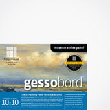 Ampersand Art Supply Gesso Wood Painting Panel: Museum Series Gessobord, 10'' X 10'', 2'' Cradled Profile