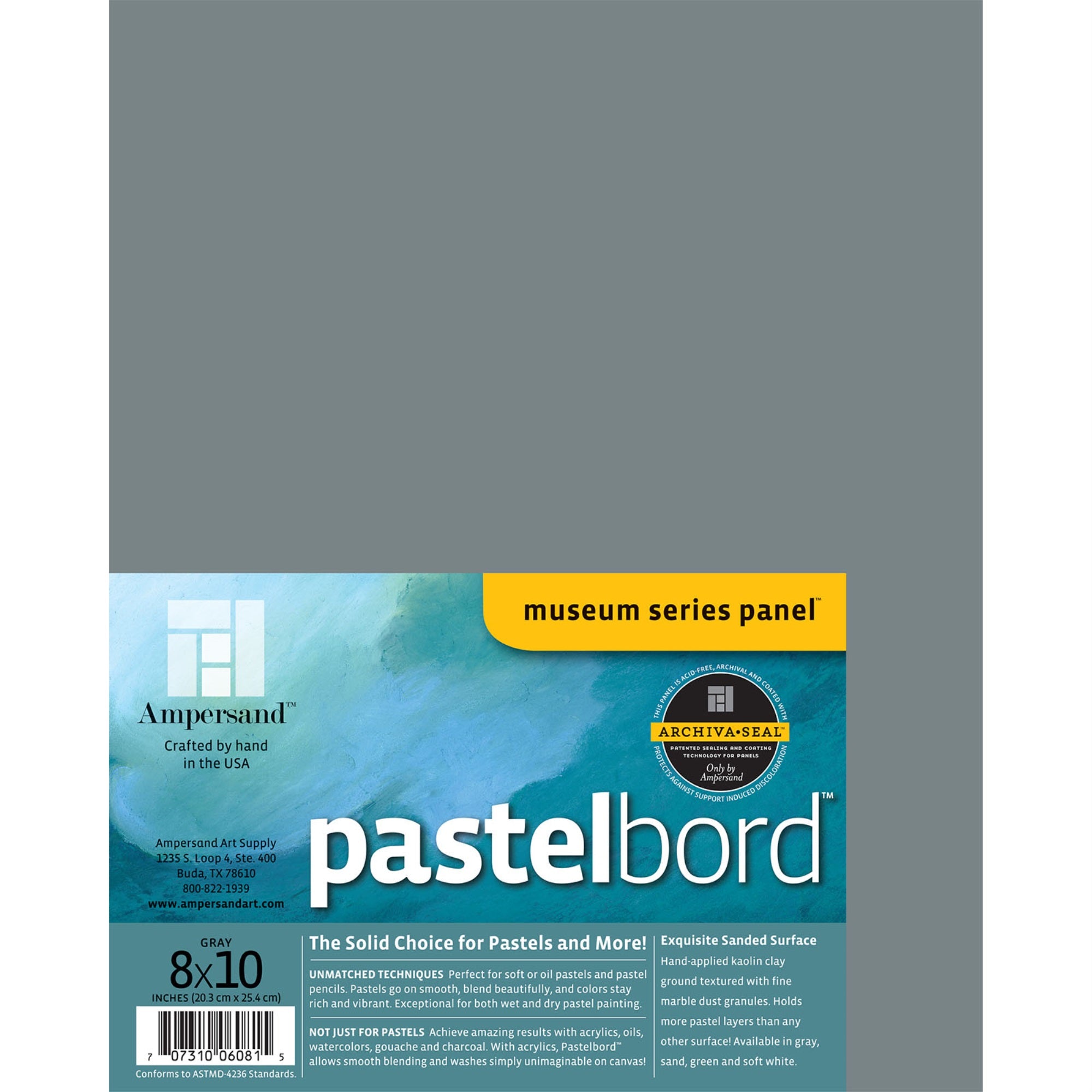 Ampersand Art Pastelbord, 8'' X 10'', Gray
