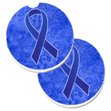 Caroline'S Treasures Dark Blue Ribbon For Colon Cancer Awareness Set Of 2 Cup Holder Car Coasters An1202Carc, 2.56, Multicolor