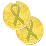 Caroline'S Treasures Yellow Ribbon For Sarcoma, Bone Or Bladder Cancer Awareness Set Of 2 Cup Holder Car Coasters An1203Carc,