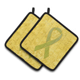 Caroline'S Treasures Yellow Ribbon For Sarcoma, Bone Or Bladder Cancer Awareness Pair Of Pot Holders An1203Pthd, 7.5Hx7.5W, Mu