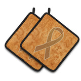 Caroline'S Treasures Orange Ribbon For Leukemia Awareness Pair Of Pot Holders An1204Pthd, 7.5Hx7.5W, Multicolor