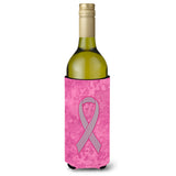 Pink Ribbon For Breast Cancer Awareness Wine Bottle Beverage Insulator Hugger An1205Literk