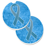 Caroline'S Treasures Blue Ribbon For Prostate Cancer Awareness Set Of 2 Cup Holder Car Coasters An1206Carc, 2.56, Multicolor