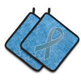 Caroline'S Treasures Blue Ribbon For Prostate Cancer Awareness Pair Of Pot Holders An1206Pthd, 7.5Hx7.5W, Multicolor