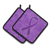Caroline'S Treasures Purple Ribbon For Pancreatic & Leiomyosarcoma Cancer Awareness Pair Of Pot Holders An1207Pthd, 7.5Hx7.5W,