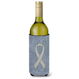 Clear Ribbon For Lung Cancer Awareness Wine Bottle Beverage Insulator Hugger An1210Literk