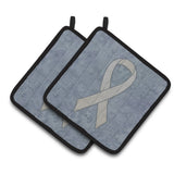 Caroline'S Treasures Clear Ribbon For Lung Cancer Awareness Pair Of Pot Holders An1210Pthd, 7.5Hx7.5W, Multicolor