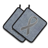 Caroline'S Treasures Grey Ribbon For Brain Cancer Awareness Pair Of Pot Holders An1211Pthd, 7.5Hx7.5W, Multicolor