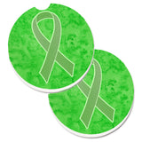 Caroline'S Treasures Lime Green Ribbon For Lymphoma Cancer Awareness Set Of 2 Cup Holder Car Coasters An1212Carc, 2.56, Multic