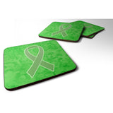 Caroline'S Treasures An1212Fc Lime Green Ribbon For Lymphoma Cancer Awareness Foam Coaster (Set Of 4), 3.5 H X 3.5 W,