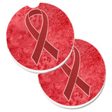 Caroline'S Treasures Red Ribbon For Aids Awareness Set Of 2 Cup Holder Car Coasters An1213Carc, 2.56, Multicolor