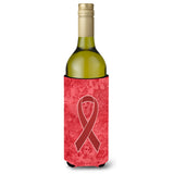 Red Ribbon For Aids Awareness Wine Bottle Beverage Insulator Hugger An1213Literk