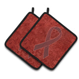 Caroline'S Treasures Burgundy Ribbon For Multiple Myeloma Cancer Awareness Pair Of Pot Holders An1214Pthd, 7.5Hx7.5W, Multicol