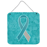 Caroline'S Treasures Teal And White Ribbon For Cervical Cancer Awareness Wall Or Door Hanging Prints, 6 X 6