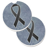 Caroline'S Treasures Black Ribbon For Melanoma Cancer Awareness Set Of 2 Cup Holder Car Coasters An1216Carc, 2.56, Multicolor,