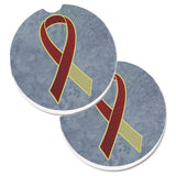 Caroline'S Treasures Burgundy & Ivory Ribbon For Head & Neck Cancer Awareness Set Of 2 Cup Holder Car Coasters An1218Carc, 2.5