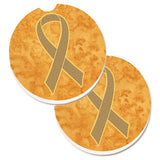 Caroline'S Treasures Peach Ribbon For Uterine Cancer Awareness Set Of 2 Cup Holder Car Coasters An1219Carc, 2.56, Multicolor