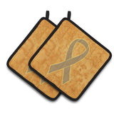 Caroline'S Treasures Peach Ribbon For Uterine Cancer Awareness Pair Of Pot Holders An1219Pthd, 7.5Hx7.5W, Multicolor
