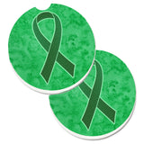 Caroline'S Treasures Kelly Green Ribbon For Kidney Cancer Awareness Set Of 2 Cup Holder Car Coasters An1220Carc, 2.56, Multico