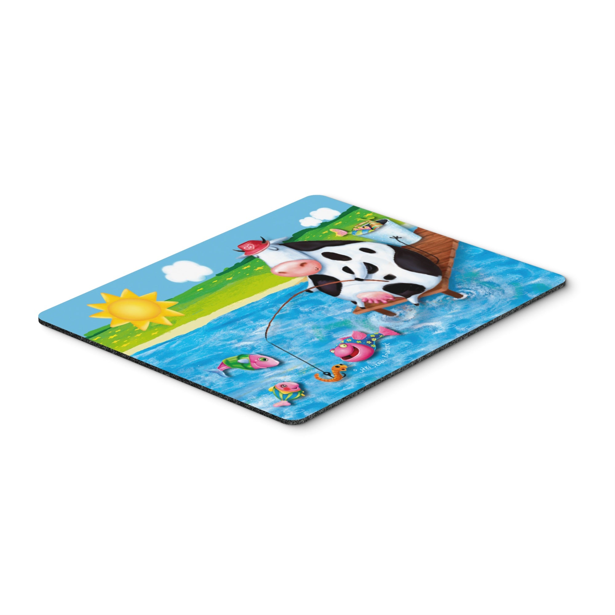 Caroline'S Treasures Cow Fishing Off Of A Pier Mouse Pad, Hot Pad Or Trivet, Multicolor (Aph0085Mp)