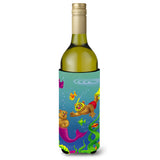 Caroline'S Treasures Aph0414Literk Teddy Bear Mermaid And Diver Wine Bottle Koozie Hugger, 750Ml, Multicolor