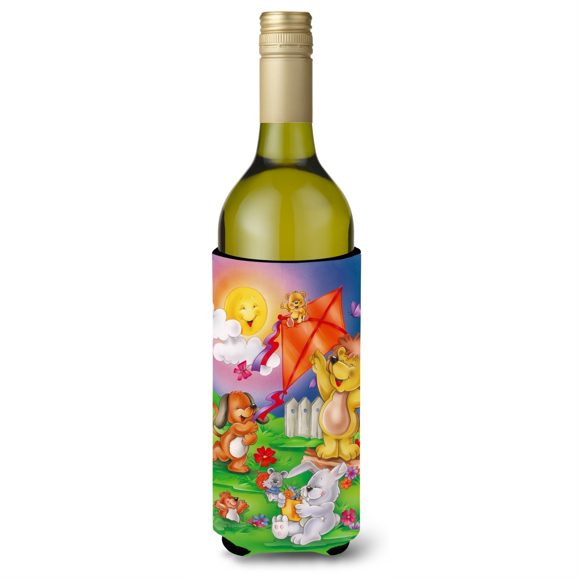 Caroline'S Treasures Aph0975Literk Play Time Animals Wine Bottle Koozie Hugger, 750Ml, Multicolor