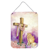 Caroline'S Treasures Easter Cross With Praying Hands Wall Or Door Hanging Prints Aph2810Ds1216, 16Hx12W, Multicolor