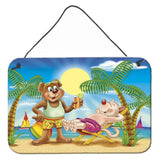 Caroline'S Treasures Bears Relaxing At The Beach Wall Or Door Hanging Prints Aph3817Ds812, 8 X 12, Multicolor