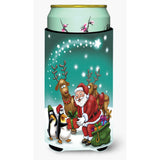 Caroline'S Treasures Santa Claus Christmas With The Penguins Tall Boy Koozie Hugger, Multicolor