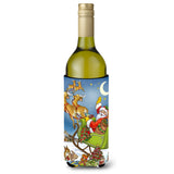 Caroline'S Treasures Christmas Santa Taking Off Wine Bottle Koozie Hugger, 750Ml, Multicolor