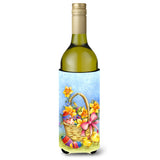 Caroline'S Treasures Aph4709Literk Easter Basket With Flowers Wine Bottle Beverage Insulator Hugger, 750Ml, Multicolor