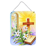 Caroline'S Treasures Easter Cross And Bible In Stain Glass Window Wall Or Door Hanging Prints Aph5433Ds1216, 16Hx12W, Multicol